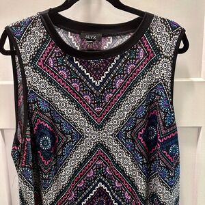 ALYX Multicolor Geometric Pattern Tank Top Blouse Size 3X Boho Festival Stunning